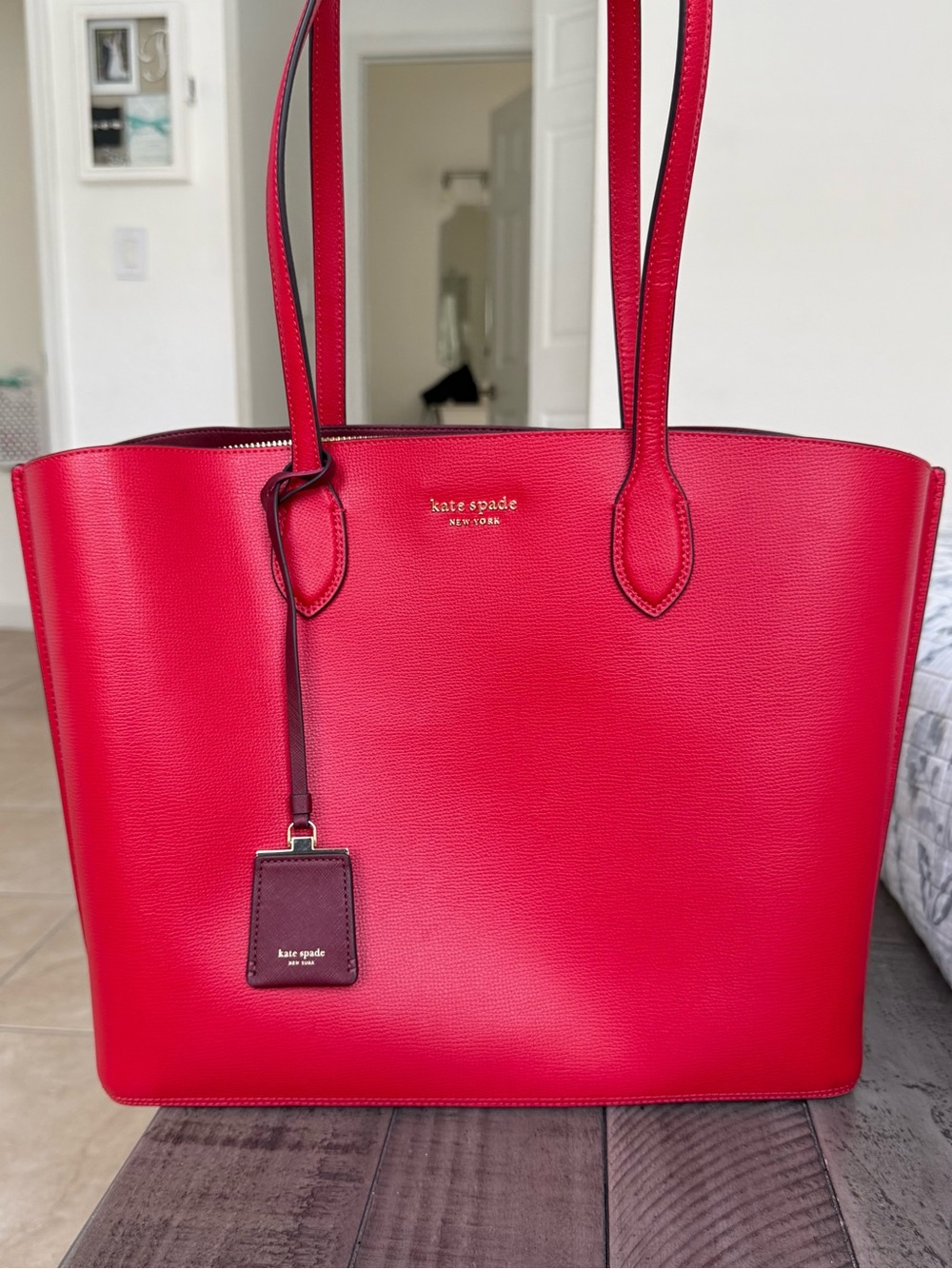 Kate Spade Large Suite Work Tote Crossgrain Red Leather $358 MSRP